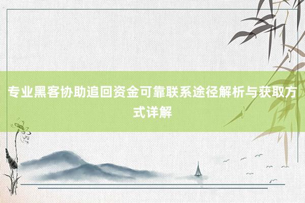 专业黑客协助追回资金可靠联系途径解析与获取方式详解